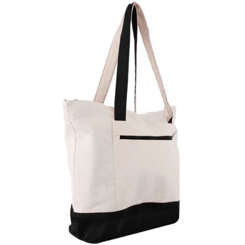 12 Oz. Cotton Canvas Zipper Shopping Tote Bag