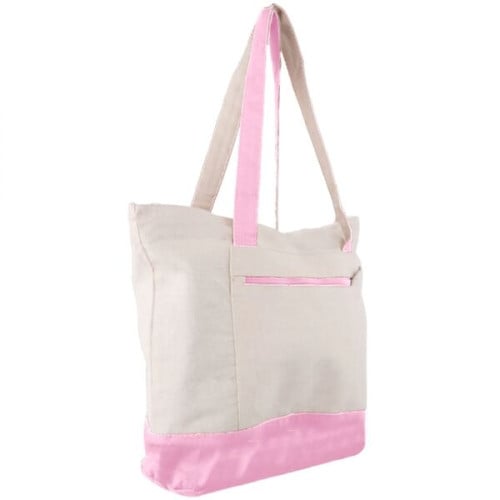 12 Oz. Cotton Canvas Zipper Shopping Tote Bag