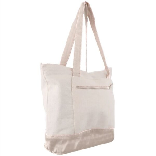 12 Oz. Cotton Canvas Zipper Shopping Tote Bag