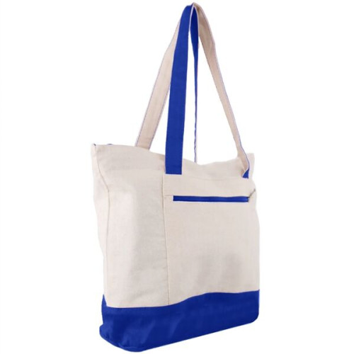 12 Oz. Cotton Canvas Zipper Shopping Tote Bag