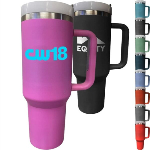 40 oz Vacuum Insulated Tumbler Copper Lined w/ Lid & Handle