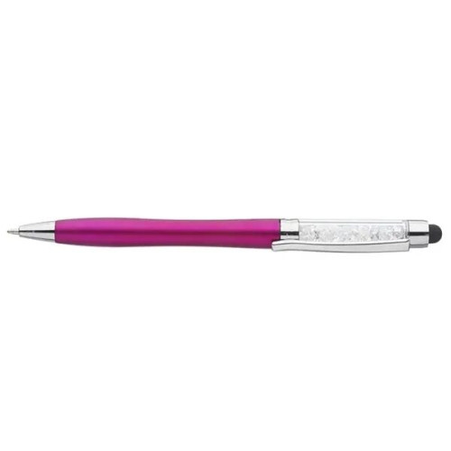 Slender Crystalline Plastic Ballpoint Pen with Stylus
