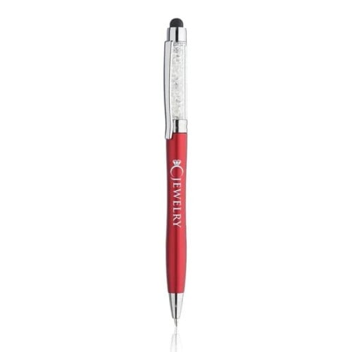 Slender Crystalline Plastic Ballpoint Pen with Stylus