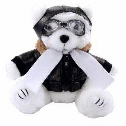 8" White Aviator Bear