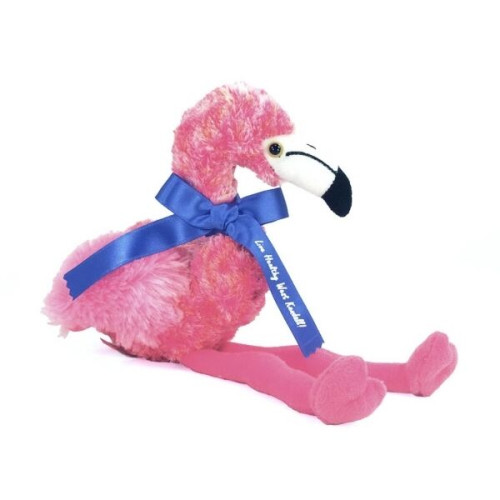 8" Flamingo with ribbon and one color imprint