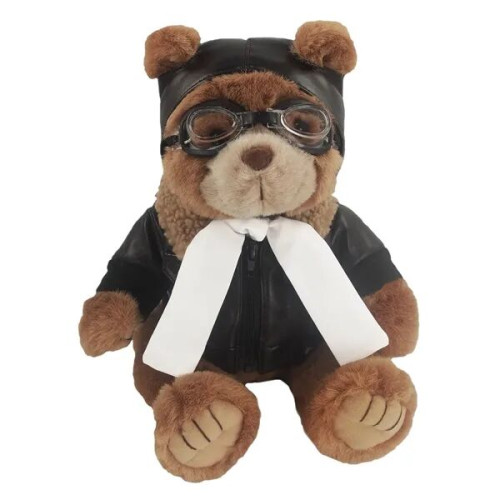 12" Brown Aviator Bear