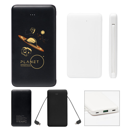 10,000 mAh Power Bank With Integrated Cables