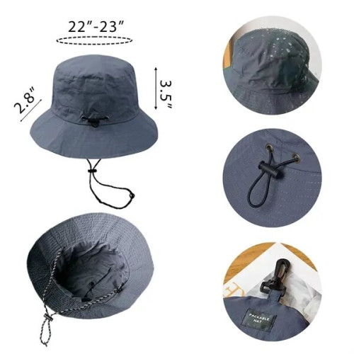Foldable Bucket Hat with Drawcord