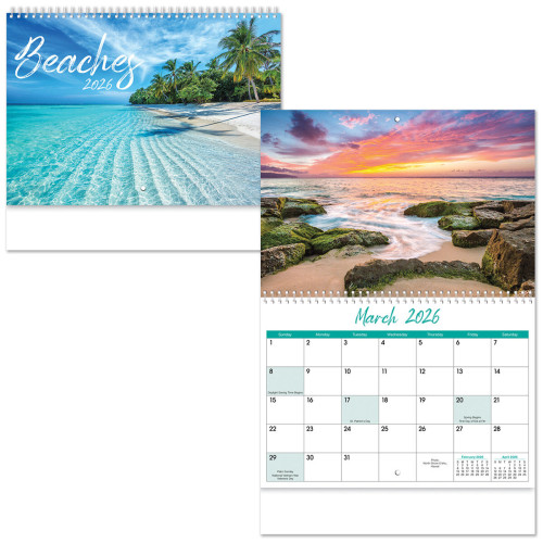 Full Color Beaches Spiral Wall Calendar