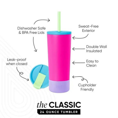 24 oz Simple Modern® Stainless Steel Insulated Straw Tumbler