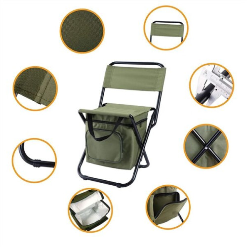 Portable Backrest Folding Chair With Cooler Bag