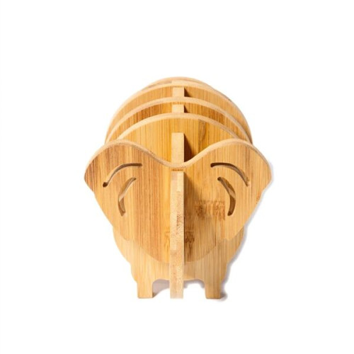Elephant Shaped Bamboo Coaster and Table Top Decoration