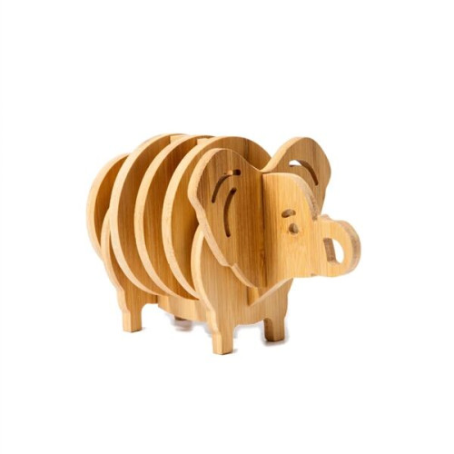 Elephant Shaped Bamboo Coaster and Table Top Decoration