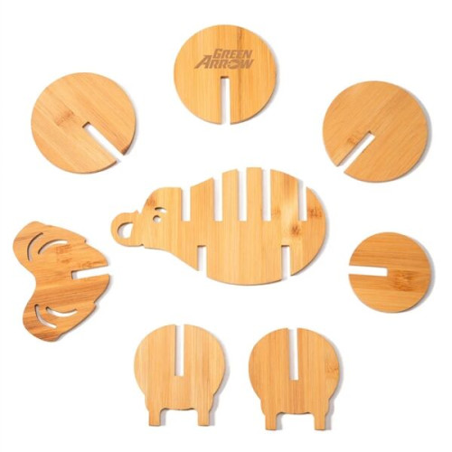 Elephant Shaped Bamboo Coaster and Table Top Decoration