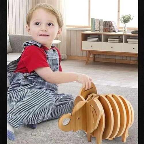 Elephant Shaped Bamboo Coaster and Table Top Decoration