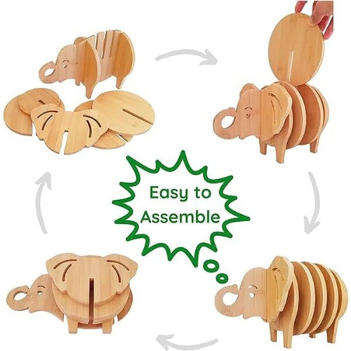 Elephant Shaped Bamboo Coaster and Table Top Decoration