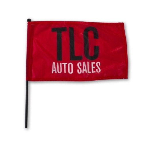 Waving Rally Flag 15" x 9" w/ 16" Pole 110 Polyester