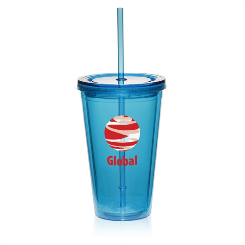 16 oz. Double Wall Acrylic Tumbler With Straw