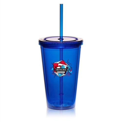 16 oz. Double Wall Acrylic Tumbler with Straw