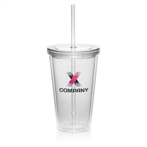 16 oz. Double Wall Acrylic Tumbler With Straw