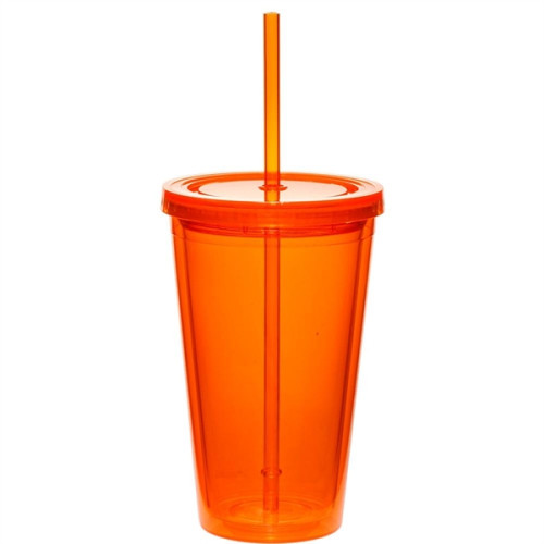 16 oz. Double Wall Acrylic Tumbler With Straw