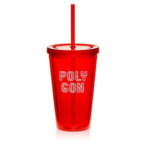 16 oz. Double Wall Acrylic Tumbler with Straw