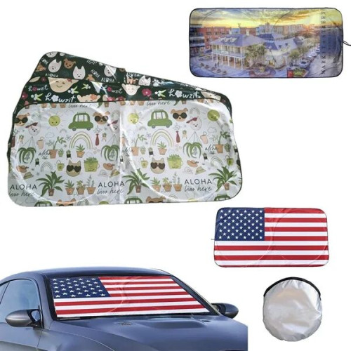 Full Color Car Windshield Sun Shade with Pouch MOQ 100PCS