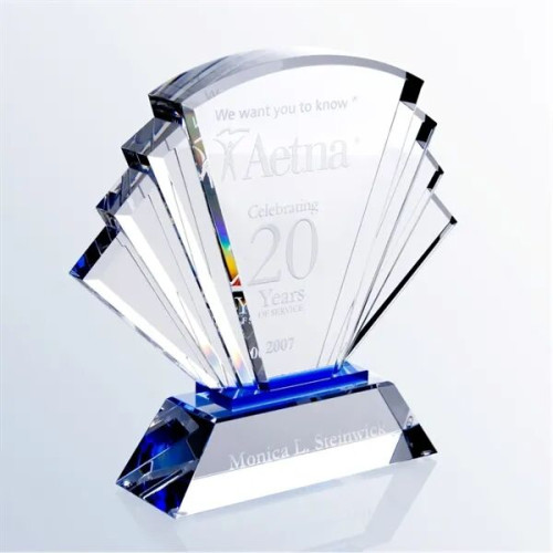 Prosperity Blue Crystal Prism Awards with Dual Etch Areas
