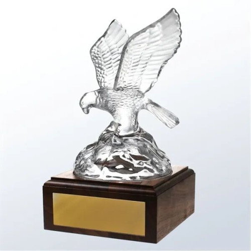 Eagle Soaring on Wood Base