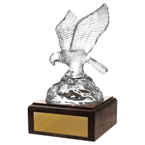 Eagle Soaring on Wood Base