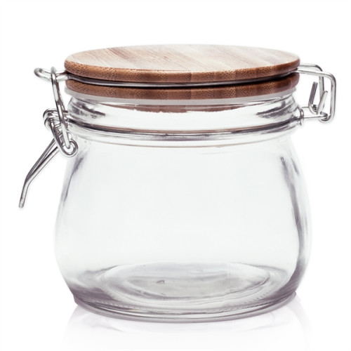 16 oz Glass Candy Jars with Wire Wooden Lids