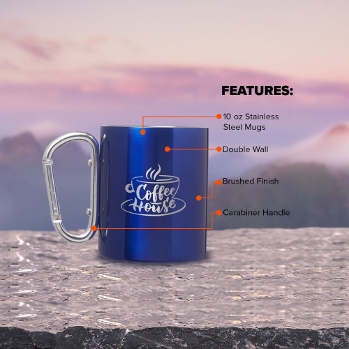 10 oz. Carabiner Handle Stainless Steel Mug