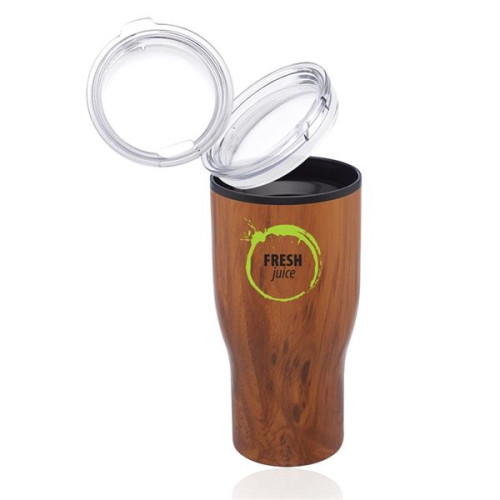 28 oz. Challenger Travel Mugs with Wood Finish