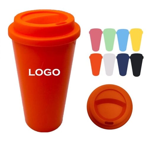 16oz Double layer plastic Macron color coffee cup