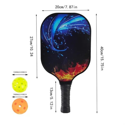 Custom Fiberglass Pickleball Paddle & Ball Set w/ Carry Bag