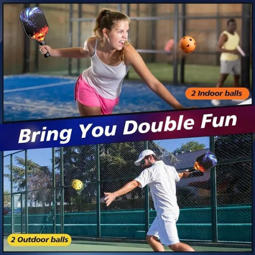 Custom Fiberglass Pickleball Paddle & Ball Set w/ Carry Bag