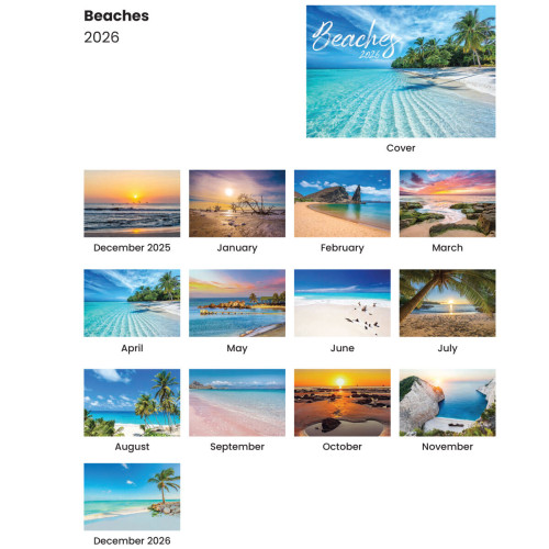Beaches Stapled Wall Calendar