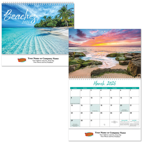 Beaches Stapled Wall Calendar