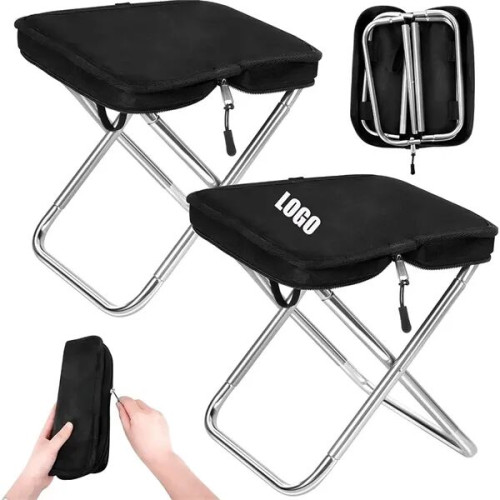 Folding Camping Stool with Self Zippered Bag