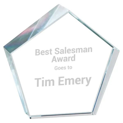 Crystal Pentagon Paperweight Award