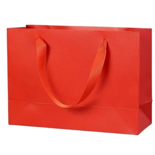 White Kraft Paper Shopping Bags with Ribbon Handles