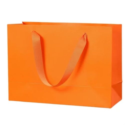 White Kraft Paper Shopping Bags with Ribbon Handles