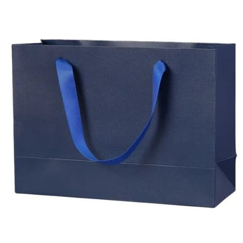 White Kraft Paper Shopping Bags with Ribbon Handles
