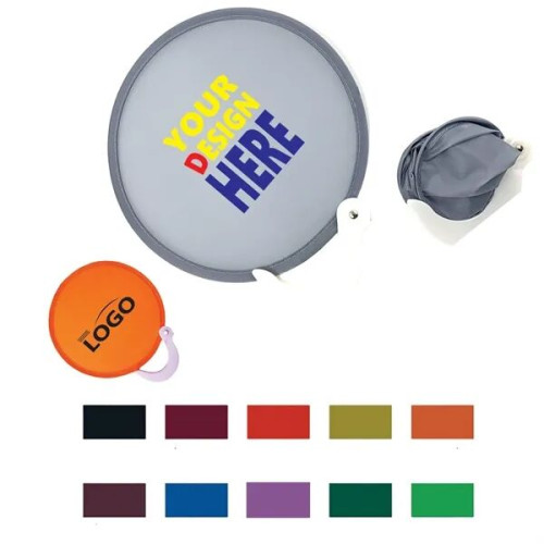 Handheld Round Folding Fan with Handle