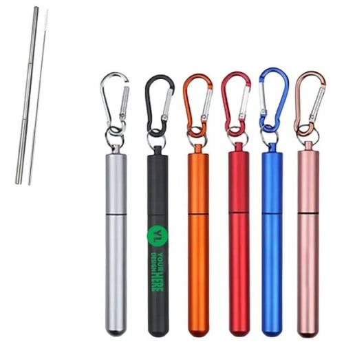 304 Metal Case Reusable Collapsible Straws