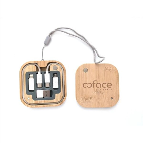6-in-1 Travel Charging Cable Kit with Bamboo Storage Box