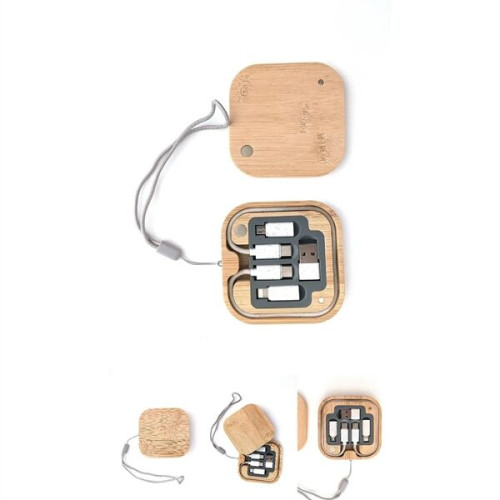 6-in-1 Travel Charging Cable Kit with Bamboo Storage Box