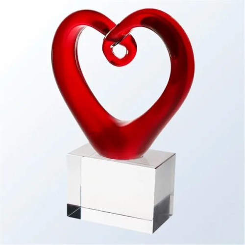 Red Heart with Clear Base Custom Award