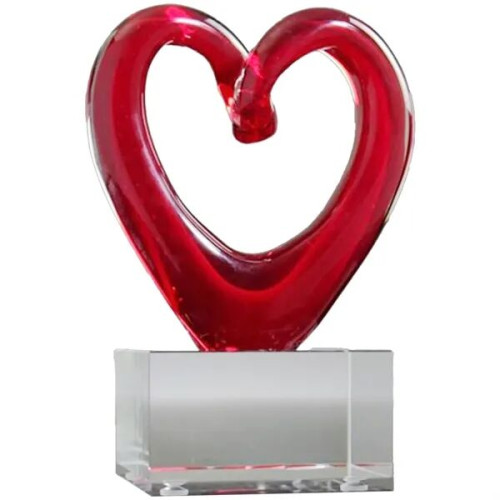 Red Heart with Clear Base Custom Award