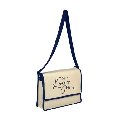 Messenger 13" x 13" x 3" Gusset Bag with Flap with  Binding